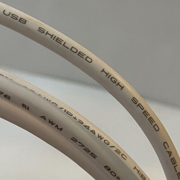 AWM USB Shielded High Speed Cable 2.0 Male Type A to Male Type B White - Picture 7 of 11